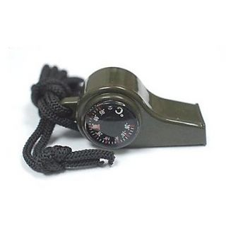 3 in 1 Survival Whistle with Compass and Thermometer  Green