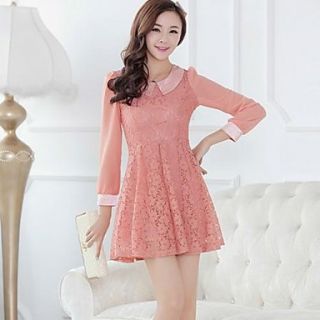 Womens Long Sleeve Lace Mini Dress