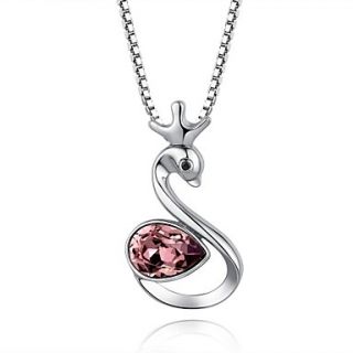 High Quality Lovely Swan Crystal Sterling Silver Platinum Plated Necklace