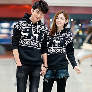 Aiyifang Casual Long Sleeve Hoodie Lovers Sweater(Black)