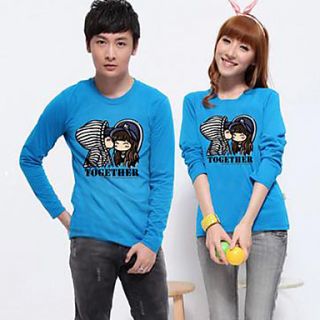 Aiyifang Casual Long Sleeve Print Lovers Shirt(Screen Color)