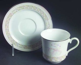 Lenox China Pink Lily Flat Cup & Saucer Set, Fine China Dinnerware   Bouquet Col