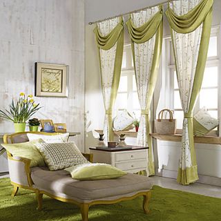 (One Pair) Country Fresh Style Leaves Pattern Energy Saving Curtain