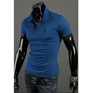 Chaolfs Mens Large Size Short Sleeve Fawn Polo Shirt (Blue)