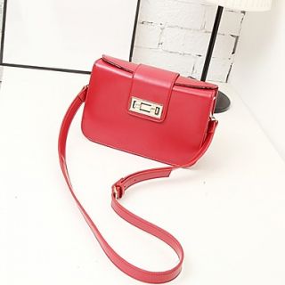 NPSJ Womens Elegant Red Metal Buckle Leather Portable Message Bag 04 12