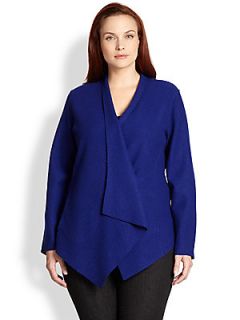 Eileen Fisher, Sizes 14 24 Draped Front Shaped Jacket   Blue Violet