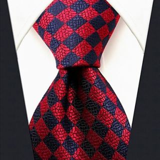 Mens Casual Silk Check Pattern Multicolor Necktie