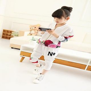 Girls Round Collar Lap Flower Two Pieces Clothing Set