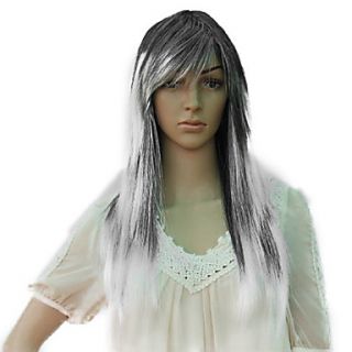 Long Straight Synthetic Party Wig Mixed Color