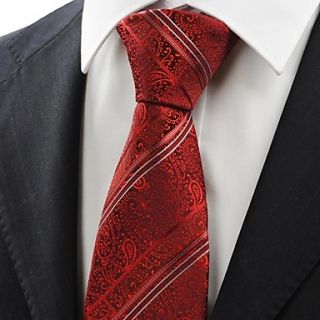 Tie Red Scarlet Lovely Paisley Striped Men Tie Necktie Wedding Valentines Gift