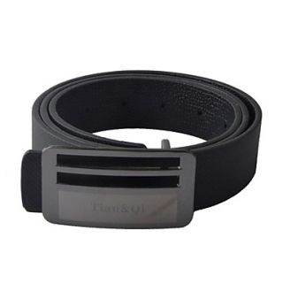 Men s Fashion Casual PU Leather Wild Belt with Zinc Alloy buckle   Black (110cm)
