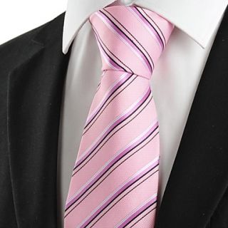 Tie New Striped Pink JACQUARD Mens Tie Necktie Wedding Party Holiday Gift