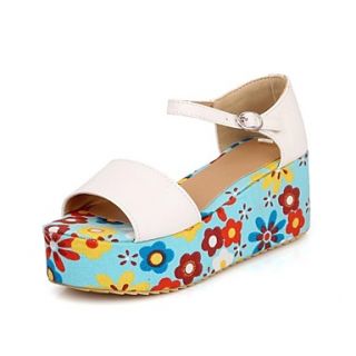 Leatherette Womens Wedge Heel Platform Sling Back Sandals With Buckle Shoes(More Colors)