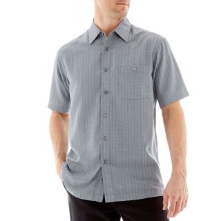 Haggar Microfiber Short Sleeve Shirt, Coal 2, Mens