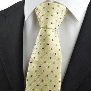 Tie Tulip Yellow Green Bohemian Floral Checked Mens Tie Necktie Holiday Gift