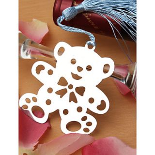 Silver Finish Teddy Bear Bookmark Favor With Tassel