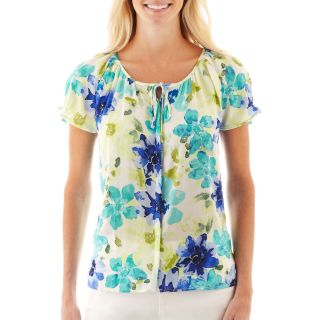 St. Johns Bay St. John s Bay Button Front Peasant Top, Blue