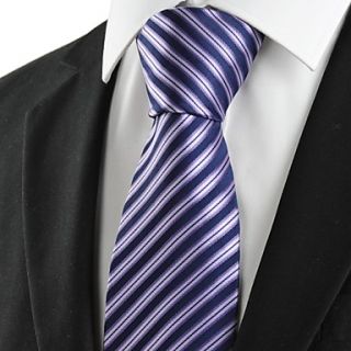 Tie New Striped Violet Black Formal Men Tie Necktie Wedding Party Holiday Gift