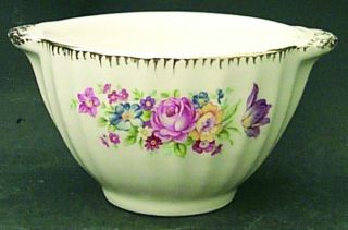 Leigh Potters Lep1 Open Sugar Bowl, Fine China Dinnerware   Floral Center, Flute