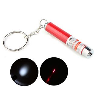 2 in 1 LED Red Laser Pointer Flashlight with Keychain Red
