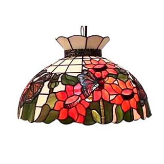 Tiffany Style 2 Light Pendant Light With Bloom Floral Pattern
