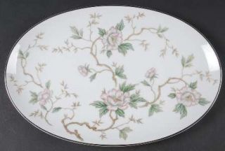 Noritake Chatham 12 Oval Serving Platter, Fine China Dinnerware   White/Pink Fl