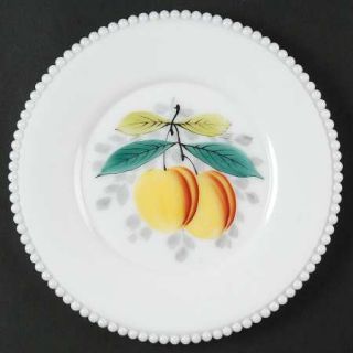 Westmoreland Beaded Edge Fruit Luncheon Plate   Line #22,Milk Glass Fruit Decora