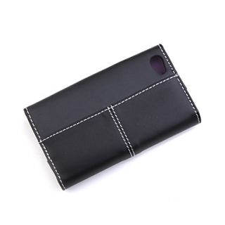 Wallet PU Leather Case for iPhone 4 (Black/Purple)