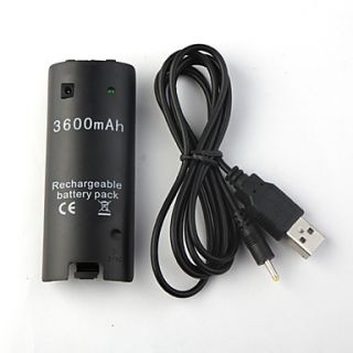 USB Rechargeable Battery Pack (3600mAh) for Wii/Wii U Remote Controller