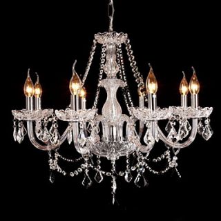 8 light The style of palace Glass Chandelier With Candle Bulb