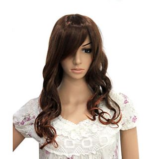 Capless Long High Temperature Wire Brown Curly Costume Party Wig