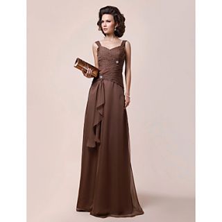 A line Straps Floor length Chiffon Mother of the Bride Dress