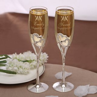 Personalized Toasting Flutes   Love Birds