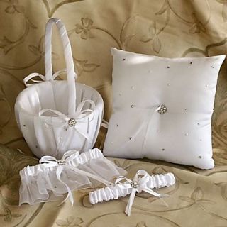 Starlight Wedding Collection Set In White Satin With Rhinestones (3 Pieces)
