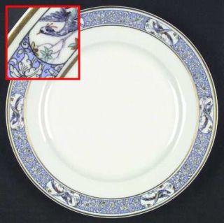 Haviland Rani Dinner Plate, Fine China Dinnerware   Theo,Blue Edge, Birds On Rim