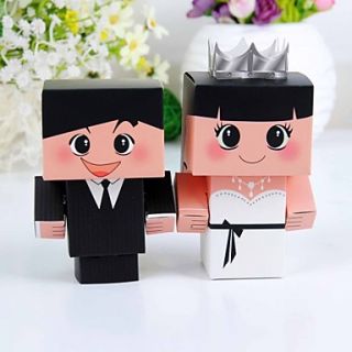 Bride Groom Favor Box With Silver Crown (Set of 12)