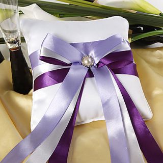 Wedding Ring Pillow With Double Ribbons And Pearl