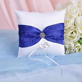 Splendor Ring Pillow With Royal Blue Sash And Rhinestones