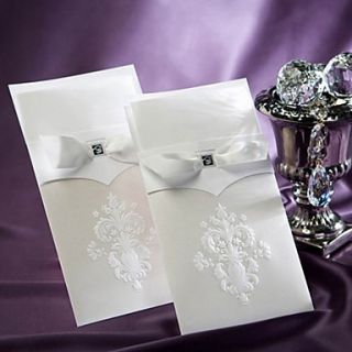 Vintage White Flor de lis Wedding Invitation With Insert (Set of 50)