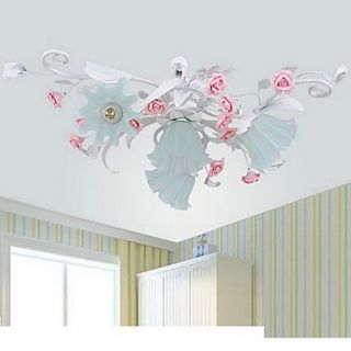 Floral Ceiling Light with 4 Lights in Rose Decorration