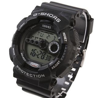 Unisex Multi Functional Silicone Band Digital Sporty Wrist Watch (Black)