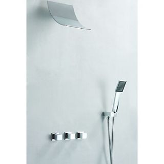 Contemporary Shower Faucet with Rain Shower Head Quadrate Hand Shower