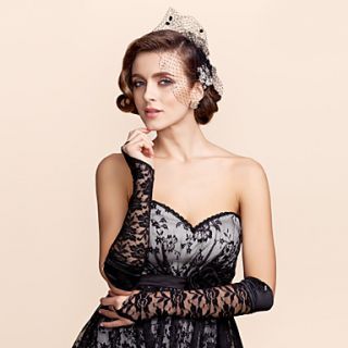 Lace/ Voile Fingerless Elbow Length Party/ Evening Gloves