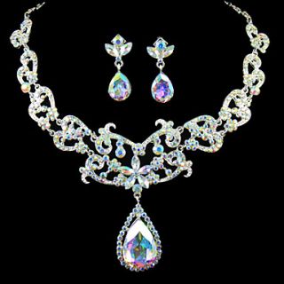 Shining Rhinestone Bridal Jewelry Set – 17 Inch Necklace With Earrings