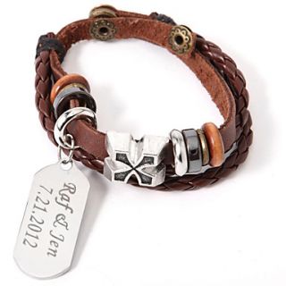 Personalized Leather Bracelet With Silver Charm