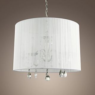 Crystal Pendant Light with 3 Lights in White Shade