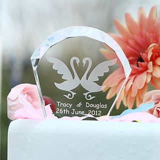 Personalized Crystal With Swans Wedding Cake Topper