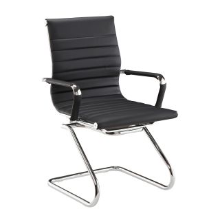 Pantera Metal And Black Leather Guest Chair (Chrome and black upholsteryDimensions 36 inches high x 20.5 inches wide x 24.25 inches deepSeat dimensions 19 inches wide x 21 inches deep Assembly Required )