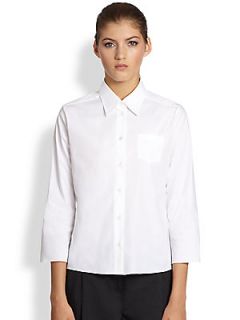 Jil Sander Navy Button Front Shirt   White