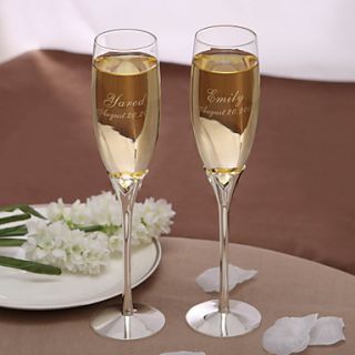 Personalized Hollow Hearts Toasting Flutes (Set of 2)